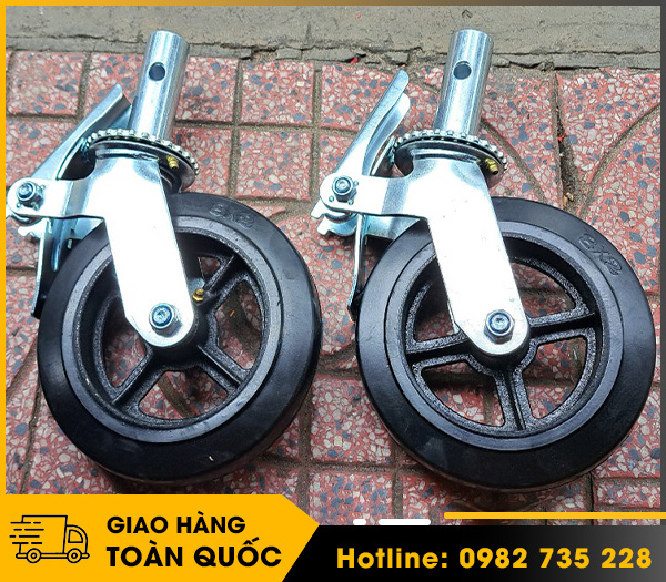 Bánh xe giàn giáo cao su gang đường kính 150 và 200 mm